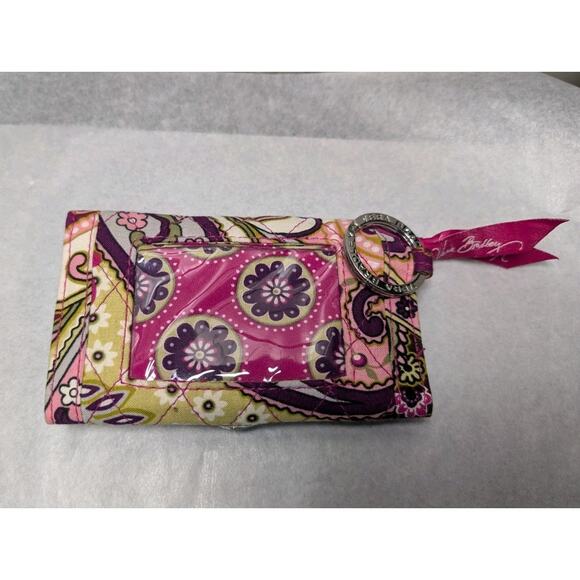 Vera Bradley Wallet/ ID Case VERY BERRY PAISLEY -with Silver Key Ring Quilted - Picture 4 of 6